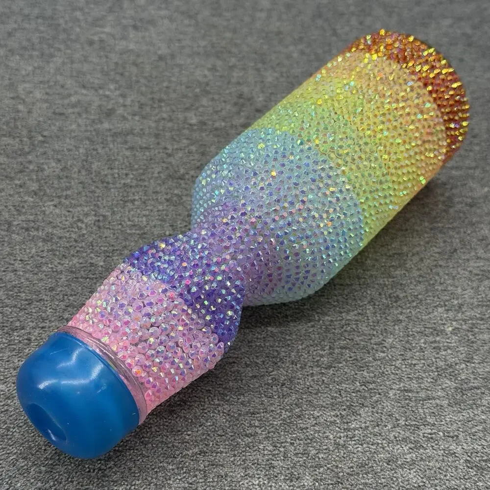 OOAK Handmade Art Pride Rainbow Rhinestone Ramune Soda Bottle Ombre Bedazzled